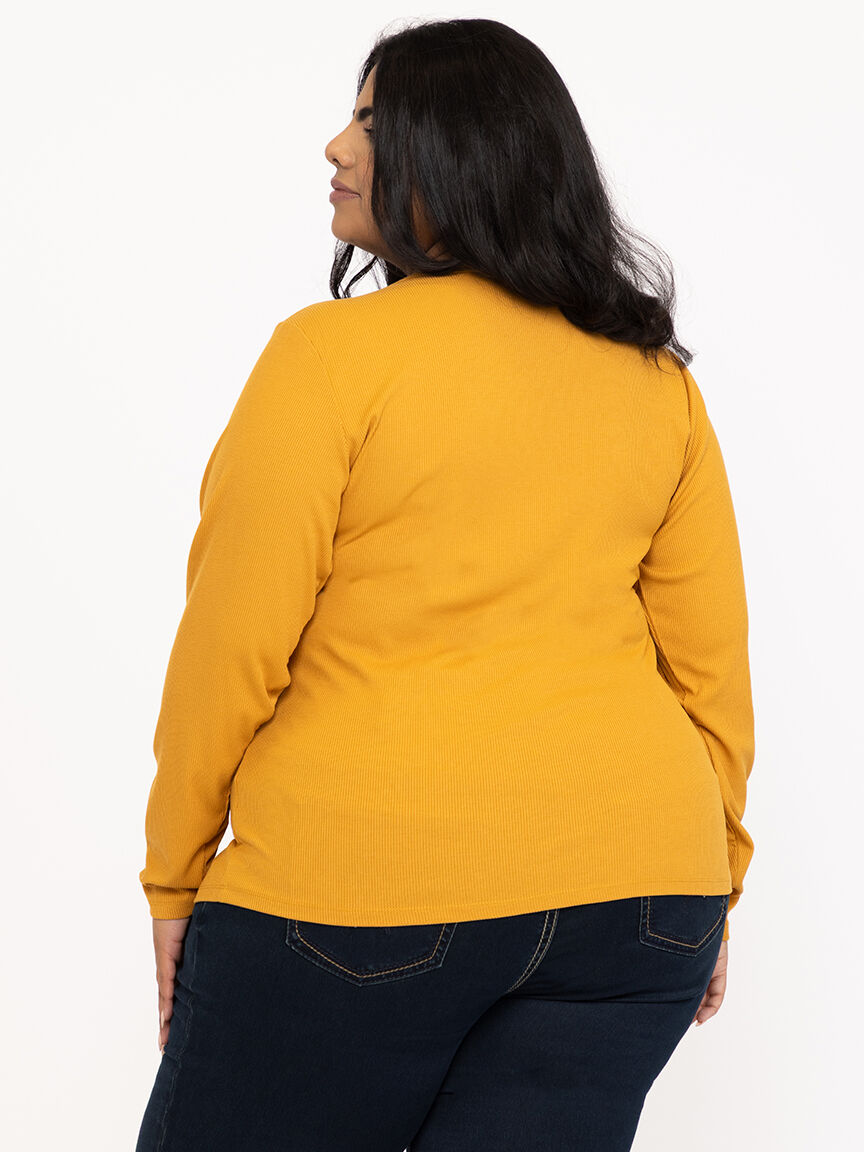 Women's Rib Crew Neck Long Sleeve Tee