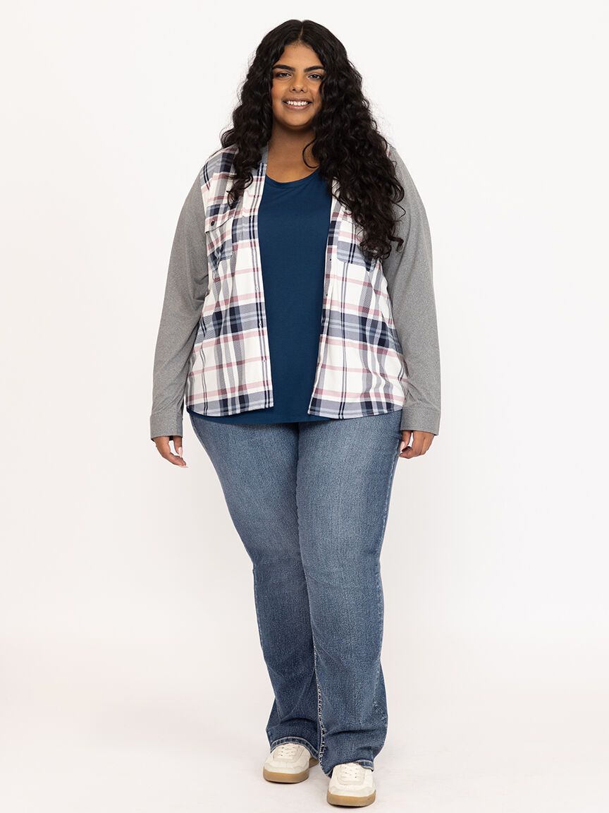 Women's Knit Plaid Hoodie