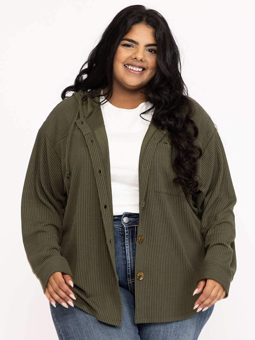 Women's Two Tone Button Front Hoodie