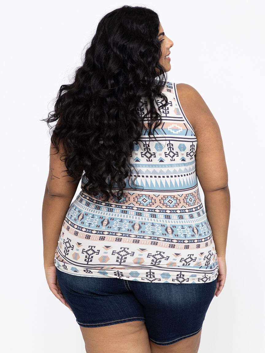 Women's Geometric Side Ruched Tank