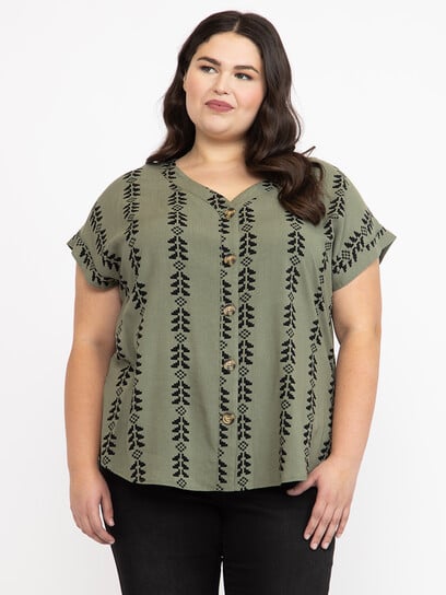 Women's Geo Button Front Top Women's Geo Button Front Top