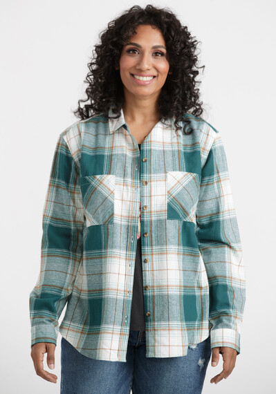 Women's Boyfriend Flannel Plaid Shirt Image 2