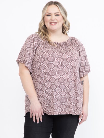 Women's Geo Peasant Top Women's Geo Peasant Top