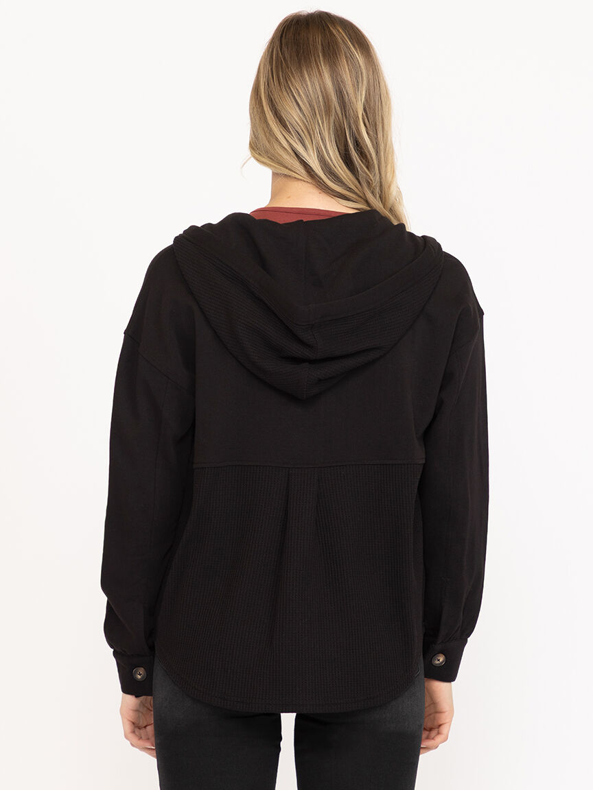 Women's Button Front Hooded Shirt