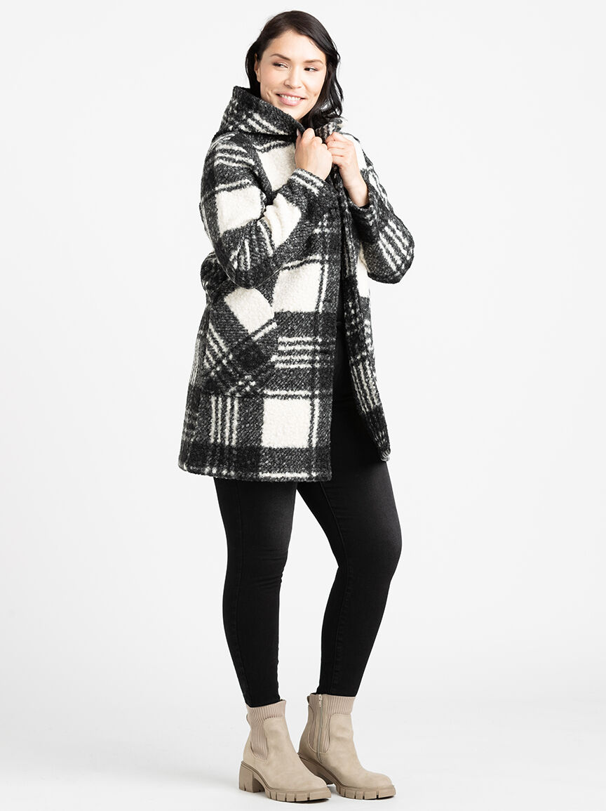 Women's Boucle Plaid Coat Warehouse One