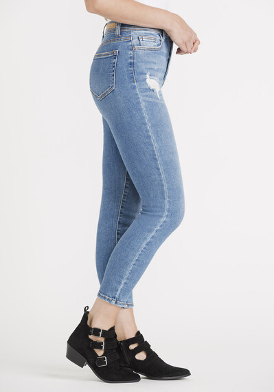 Women's High Rise Button Fly Mom Skinny Jeans Image 3
