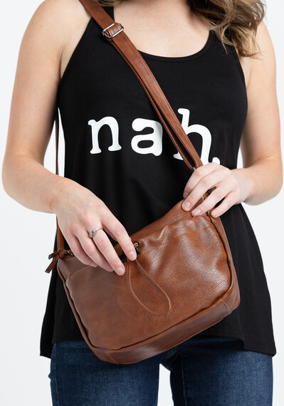 Women's Washed PU Slouch Cross Body Bag Women's Washed PU Slouch Cross Body Bag Image 2