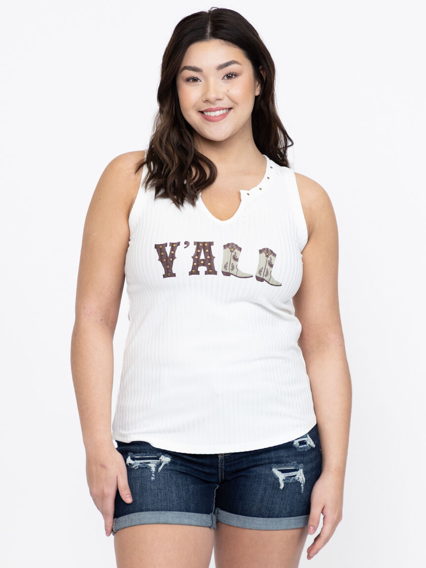 Women's Y'all Rib Stud Tank