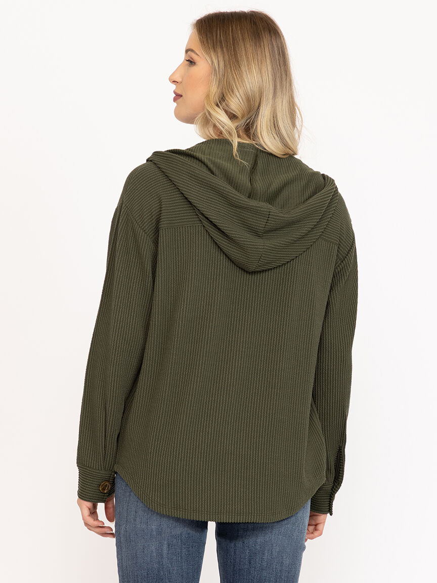 Women's Two Tone Button Front Hoodie