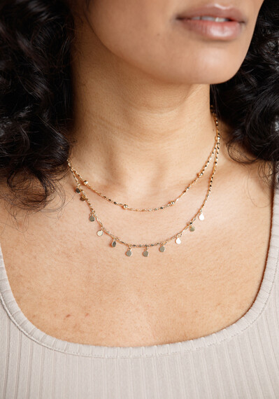 Women's Mini Disc Double Chain Necklace Image 1