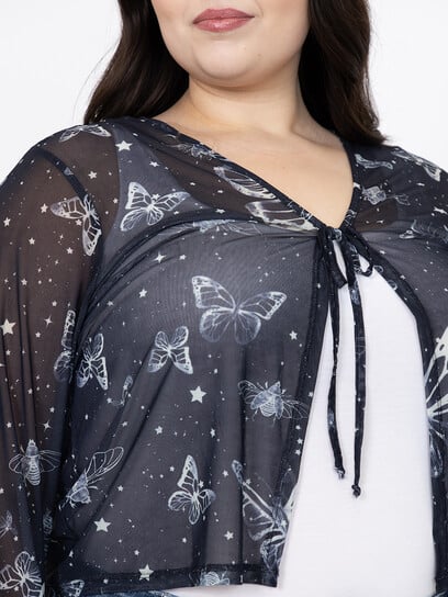 Women's Mesh Tie Front Cardigan Women's Mesh Tie Front Cardigan