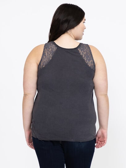 Women's Washed Tank With Lace Women's Washed Tank With Lace