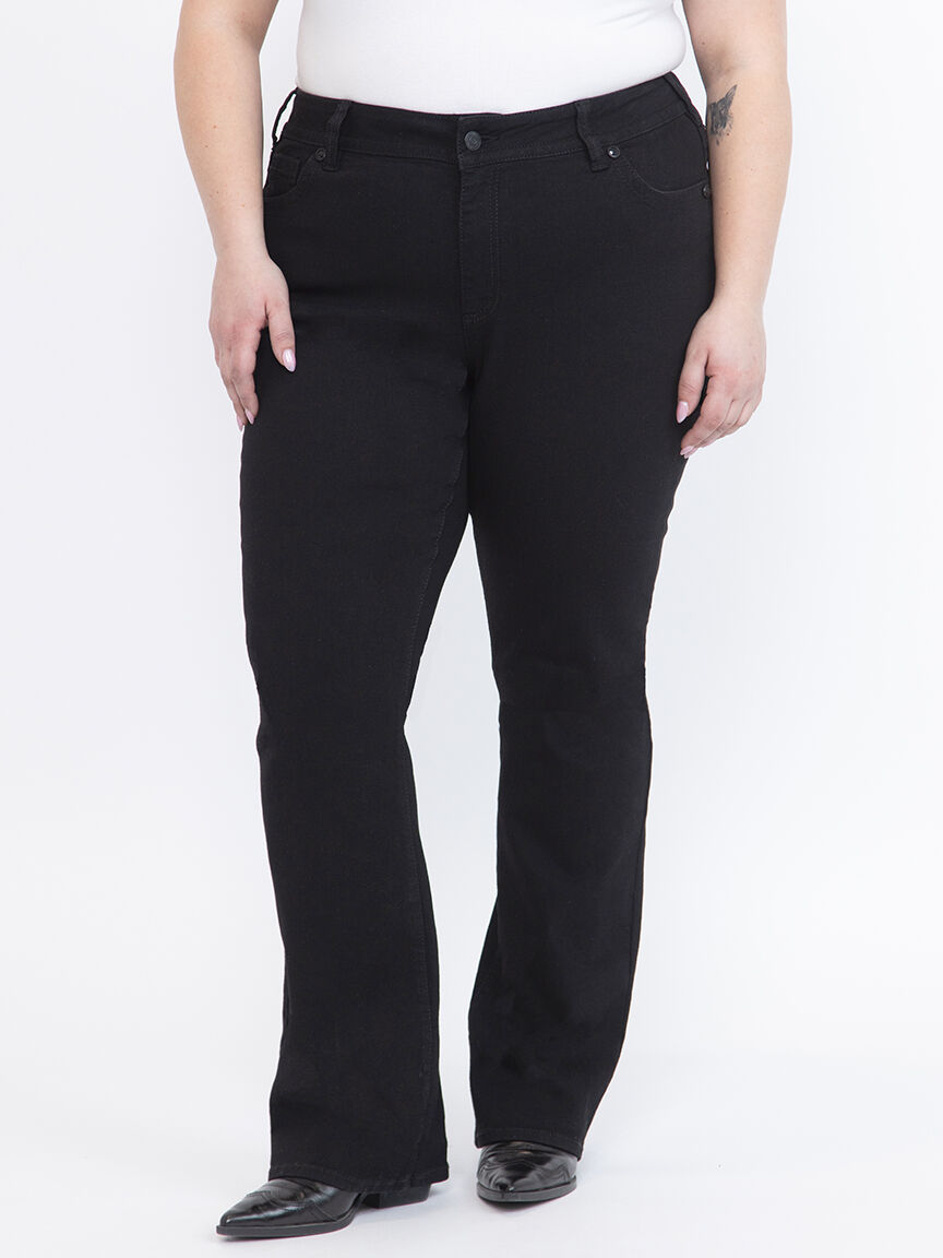 Women's Plus Embellished Back Pocket Black Baby Boot Jeans