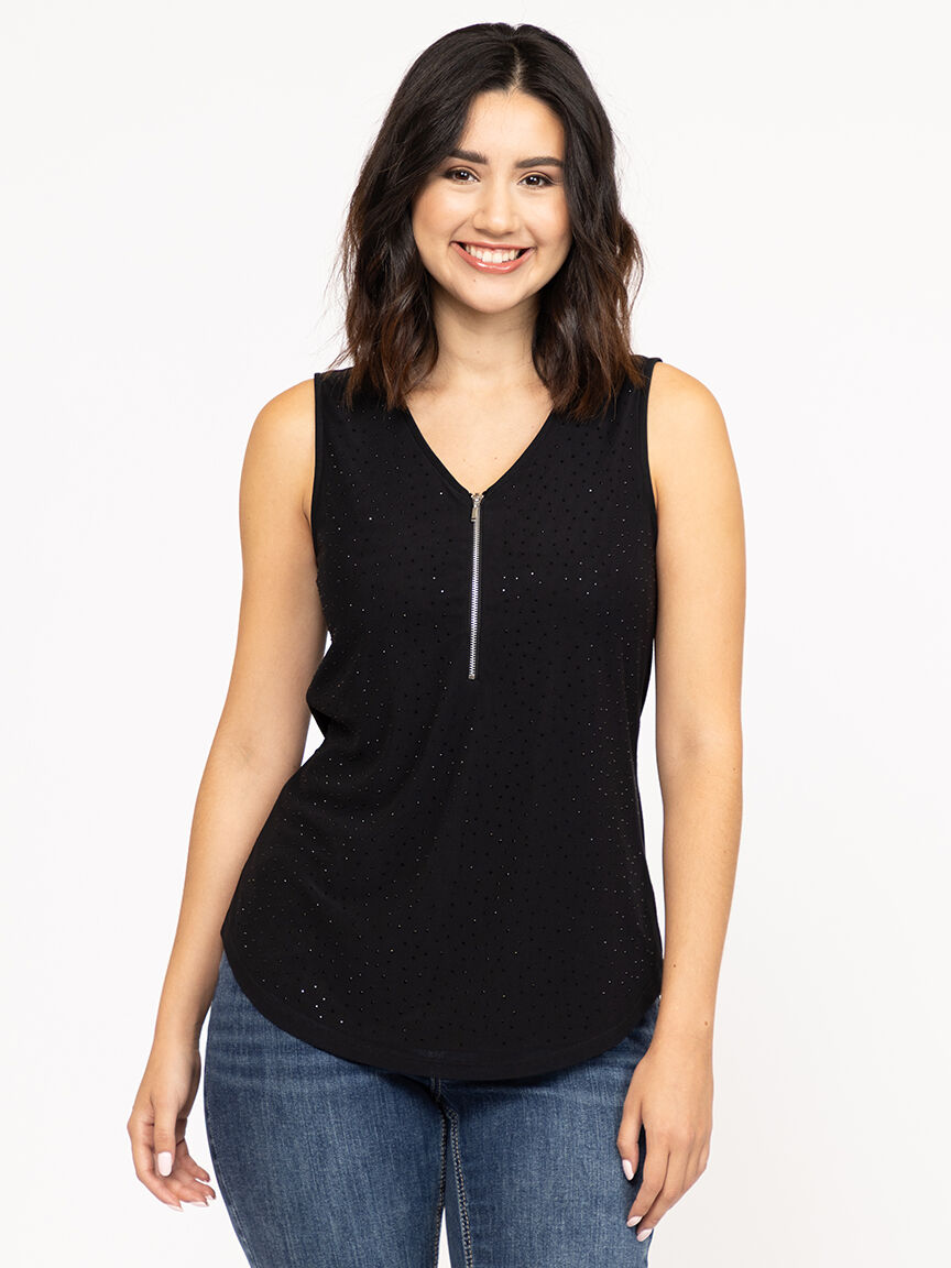Women's Studded Zip Front  Tank