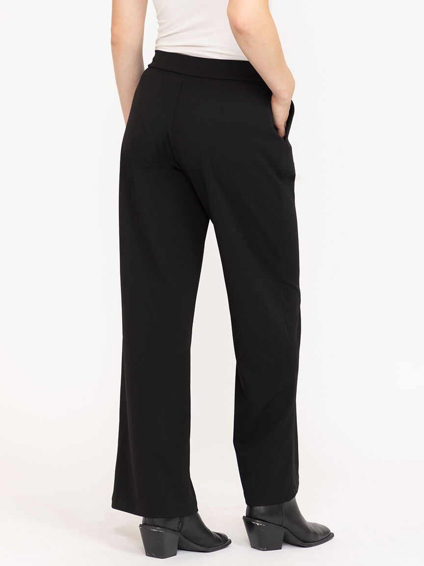 Women's  Black Pull-on Crepe Wide Leg Pant