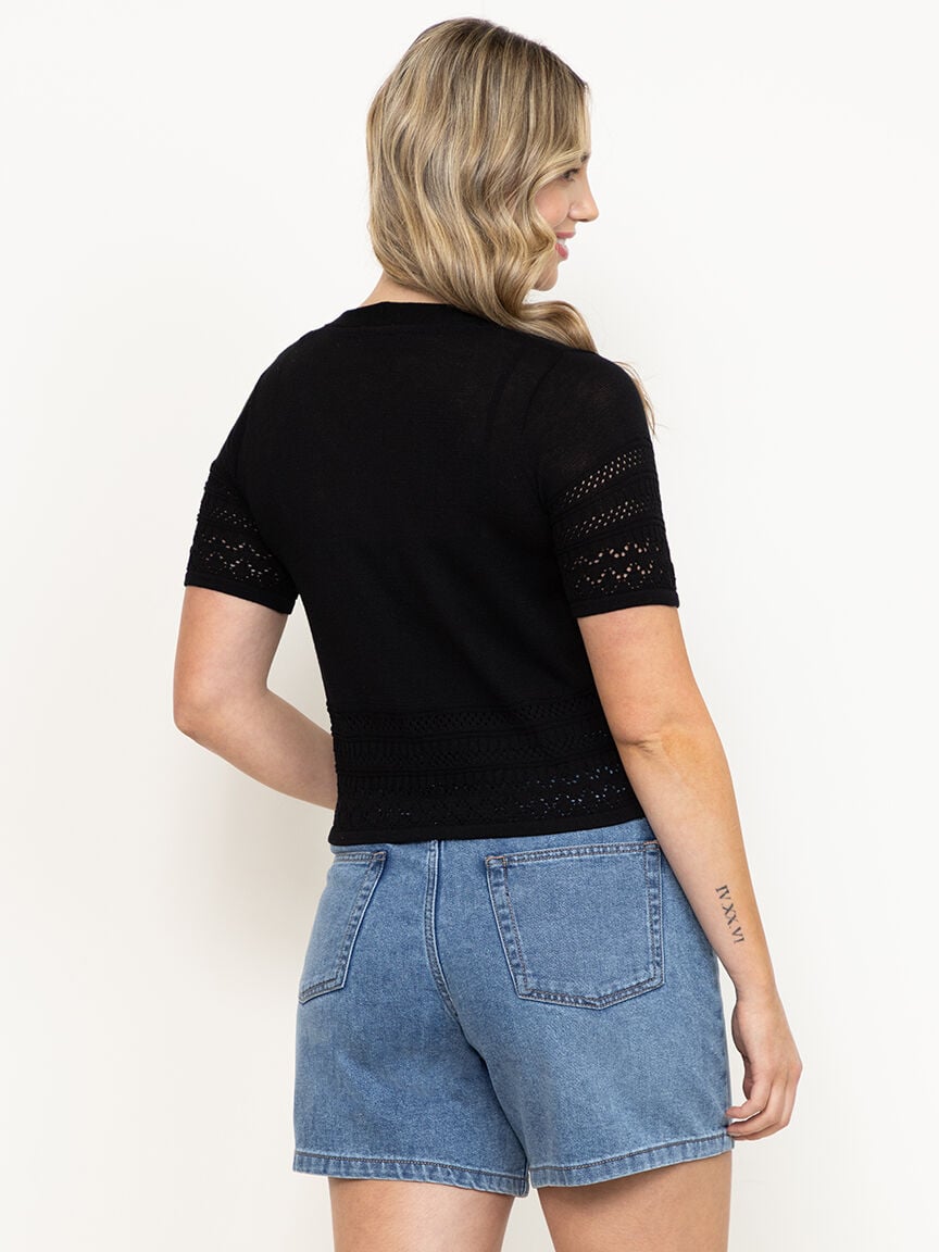 Women's Pointelle Trim Cardigan