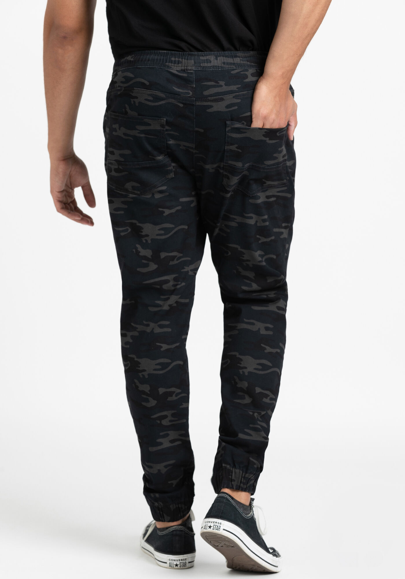 Men's Black Camo Stretch Twill Jogger