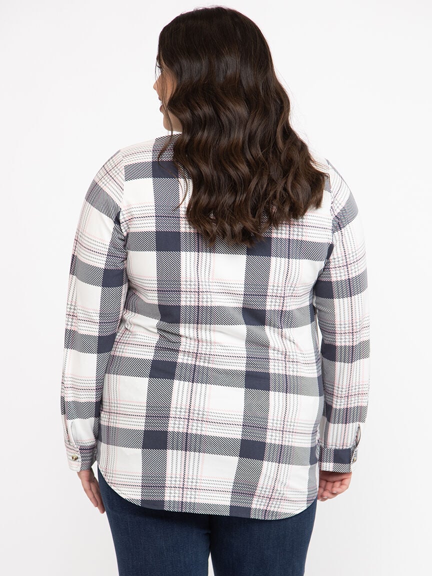 Women's Knit Plaid Shirt