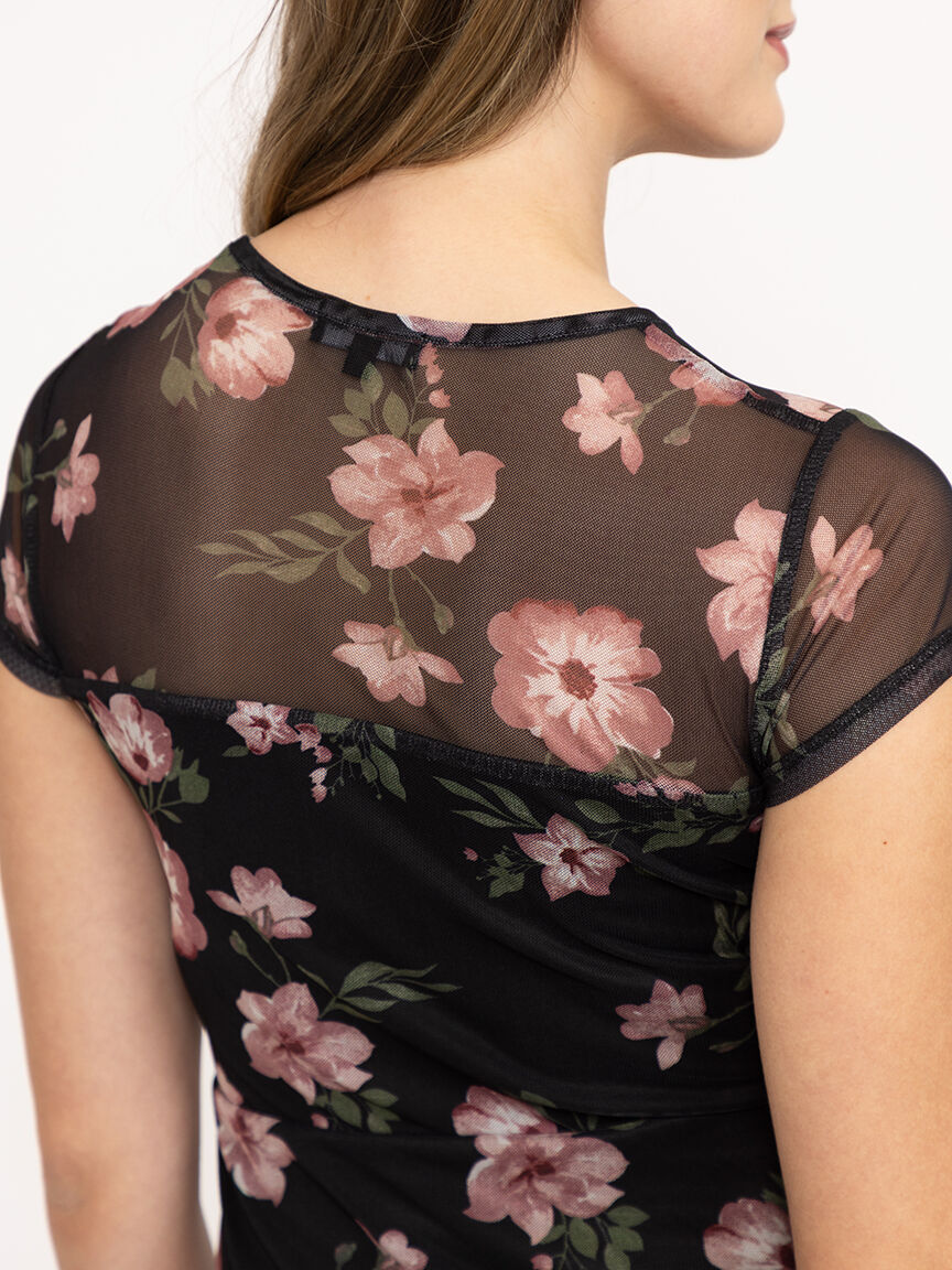 Women's Mesh Floral Midi Dress