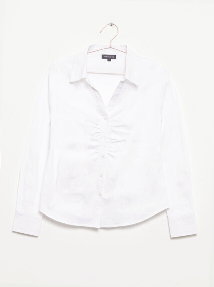 Women's Ruched Button Front Shirt Image 6