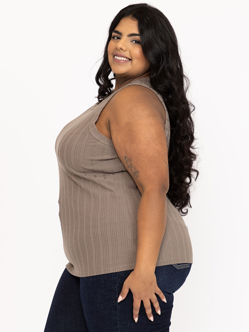 Women's Rib Variegated Crew Neck Tank