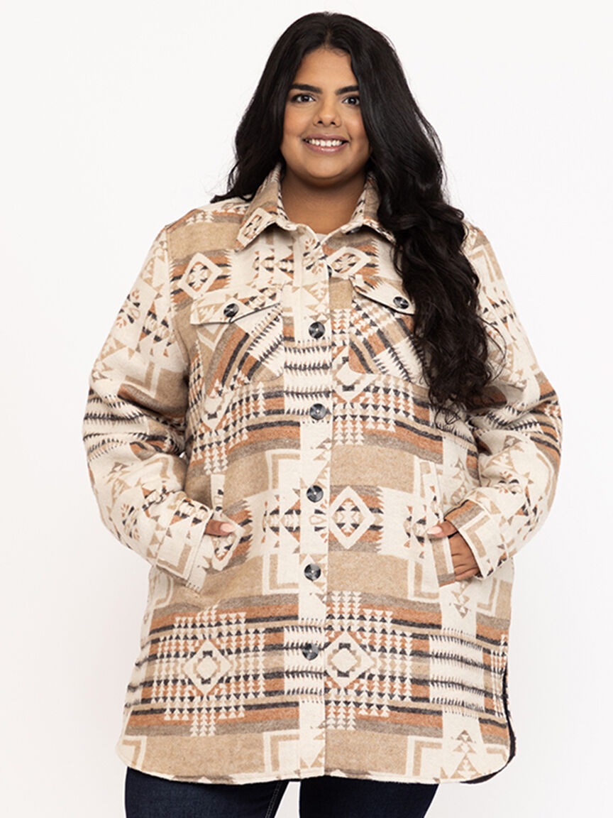 Women's Geometric Button Front Shacket