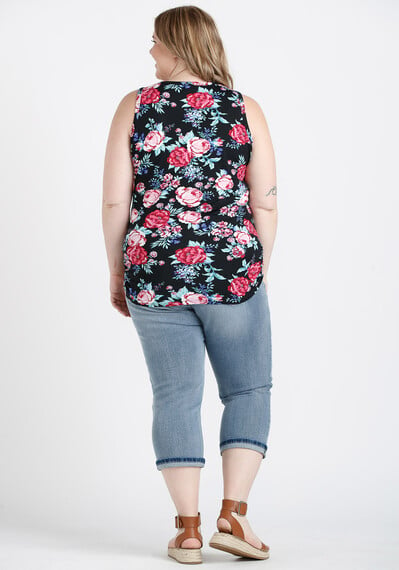 Women's Floral Side Ruched Tank Image 2