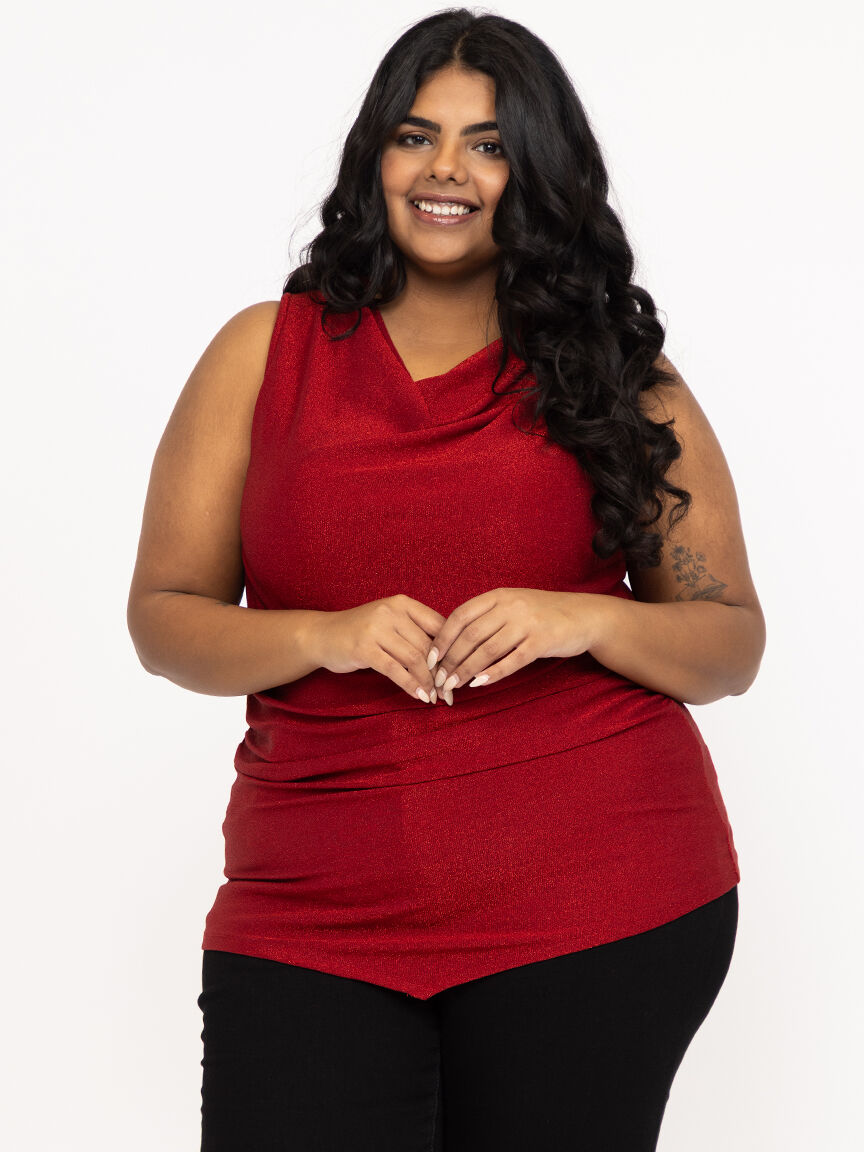 Women's Shimmer Cowl Neck Tank