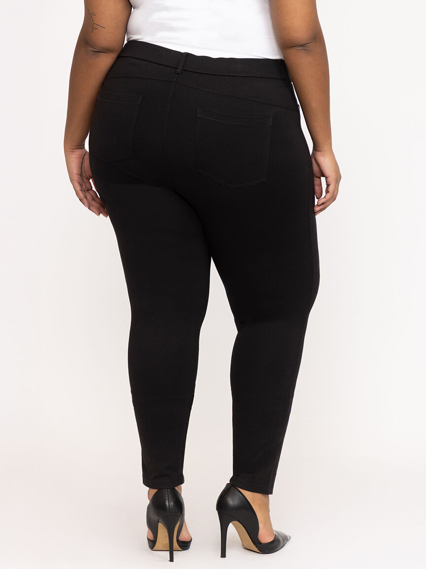 Women's Black 4 Pocket Pull-on Ponte Skinny Pant