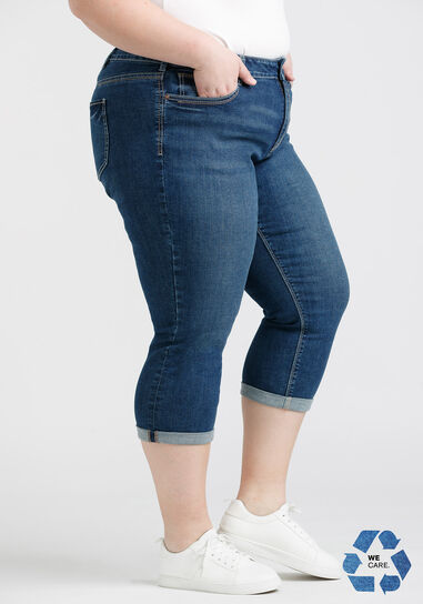 Women's Plus 2 Tone Stitch Cuffed Jean
