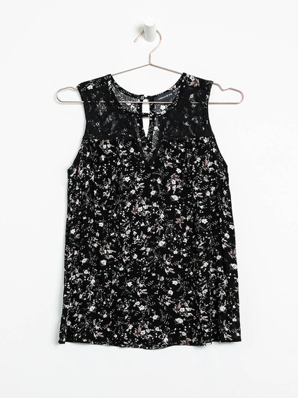 Women's Ditsy Floral Keyhole Tank Image 6