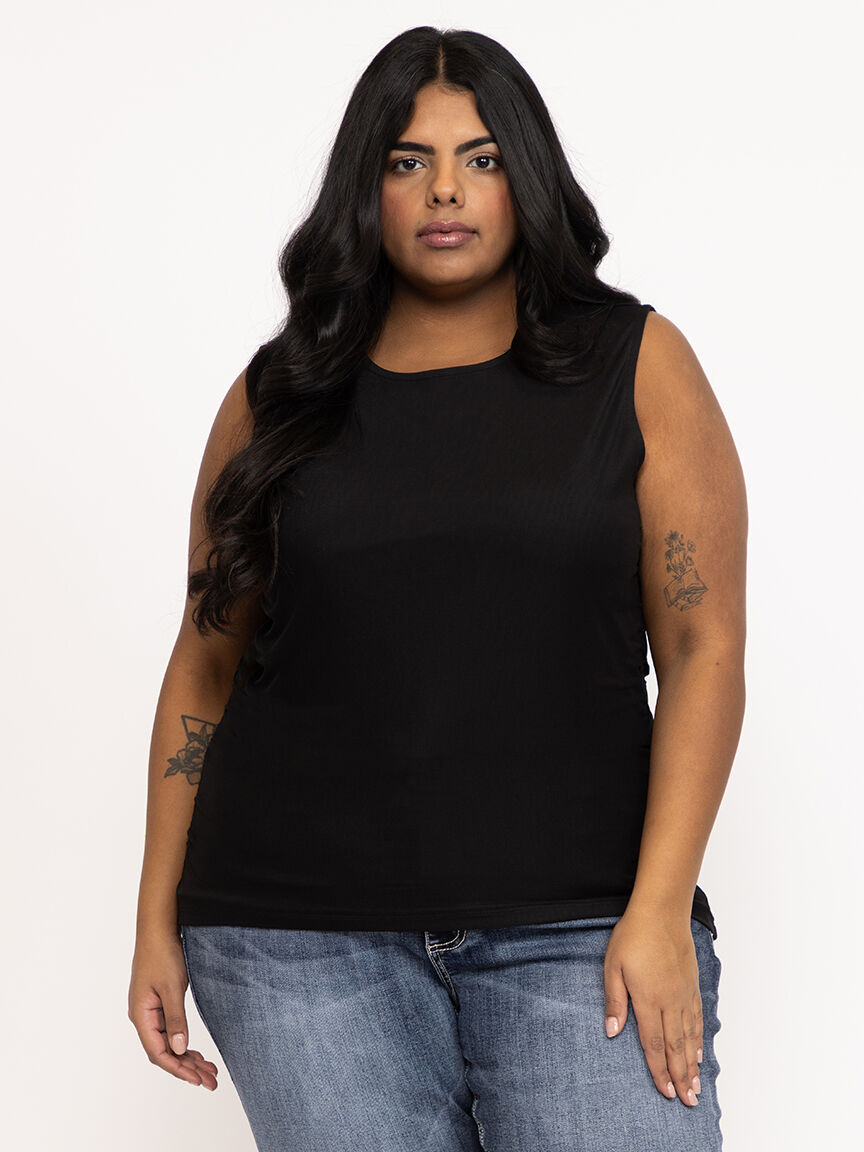 Women's Mesh Side Ruched Tank