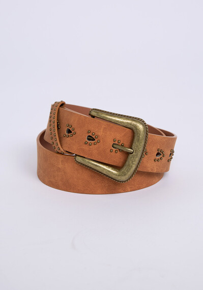 Women's Studded Perforated PU Belt Image 4