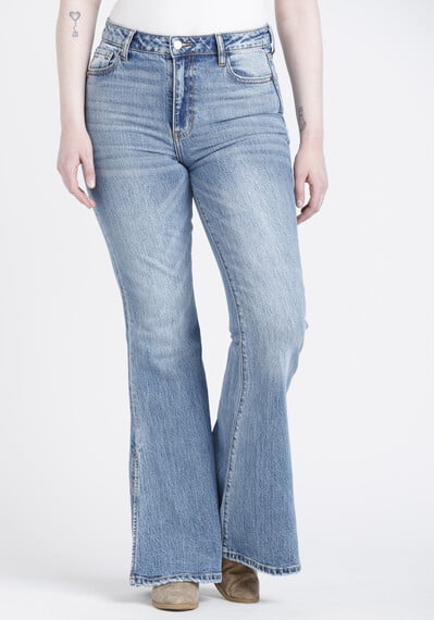 Women's High Rise Side Long Slit Flare Jean Image 1