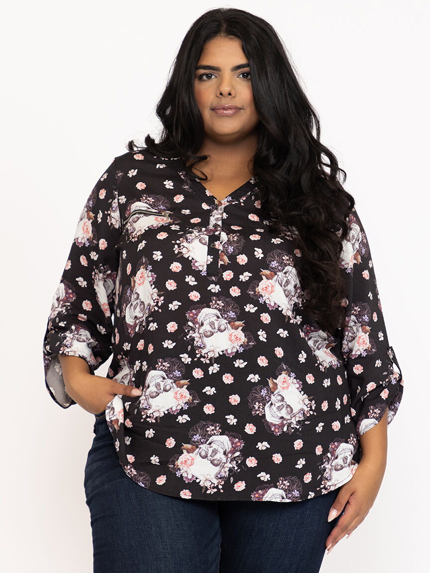 Women's Skull Floral Blouse