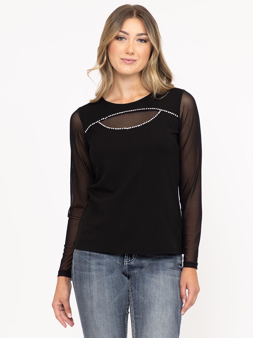 Women's Rhinestone Cut Out Top