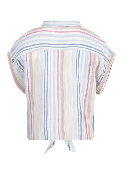 Women's Striped Tie-Front Shirt Image 3
