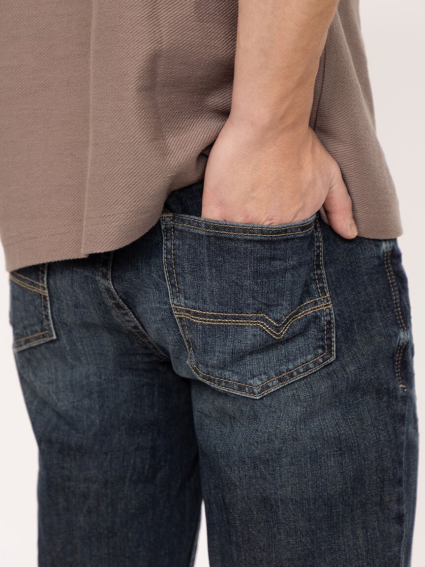 Men's Dark Wash Slim Straight Jeans