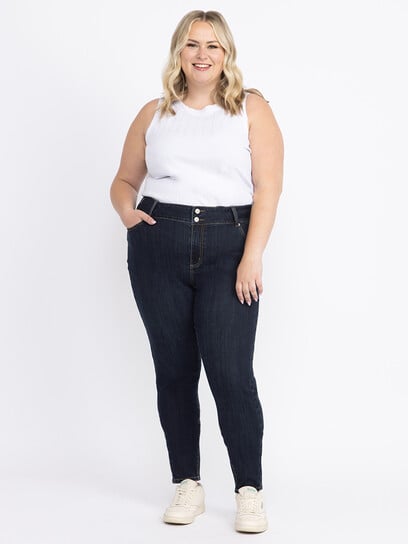Women's Dark Wash 2 Button Skinny Jeans Women's Dark Wash 2 Button Skinny Jeans
