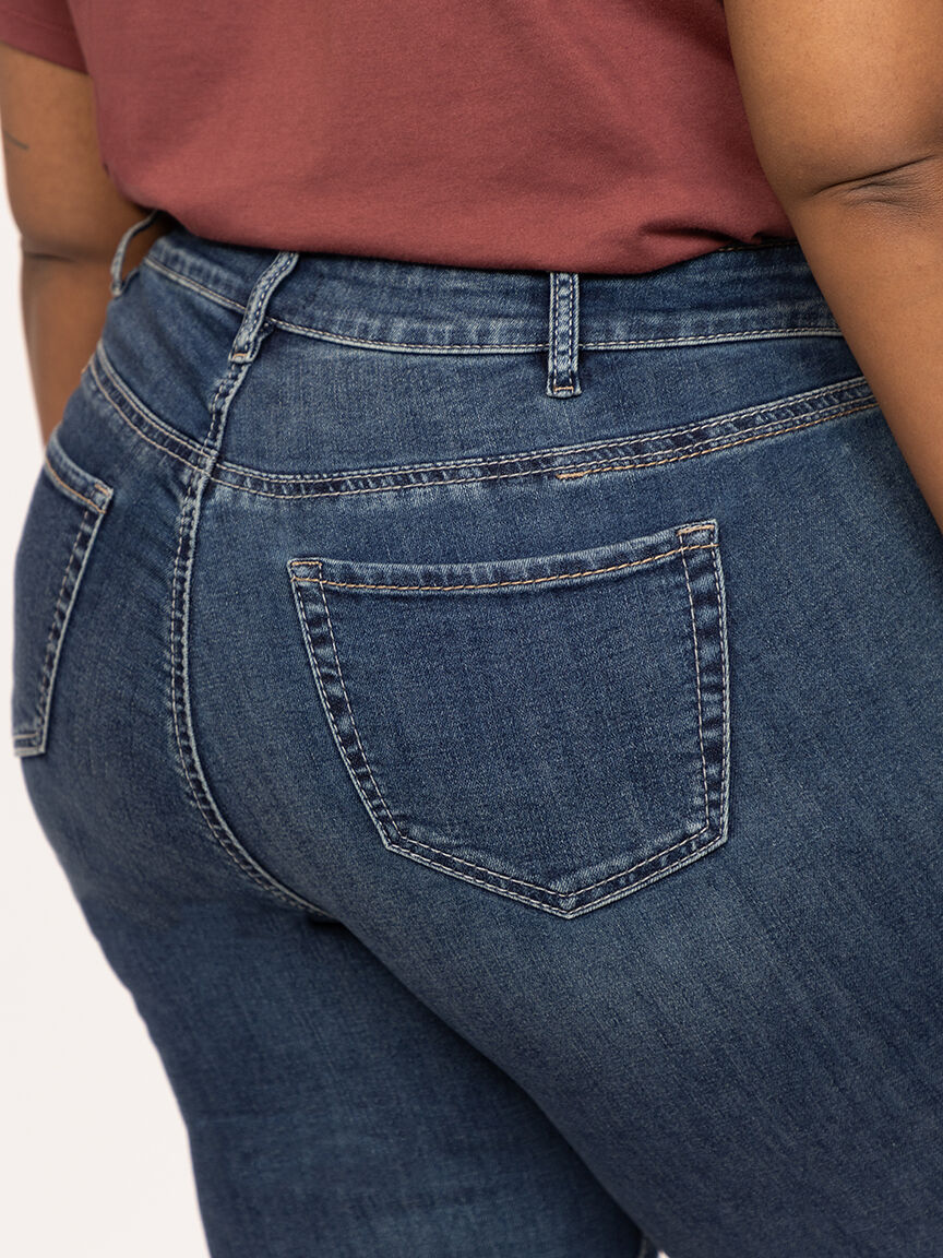 Women's Plus Medium Wash 2 Tone Stitch Skinny Jeans