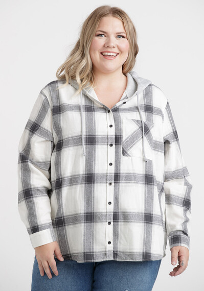 Women's Flannel Plaid Hoodie Image 1