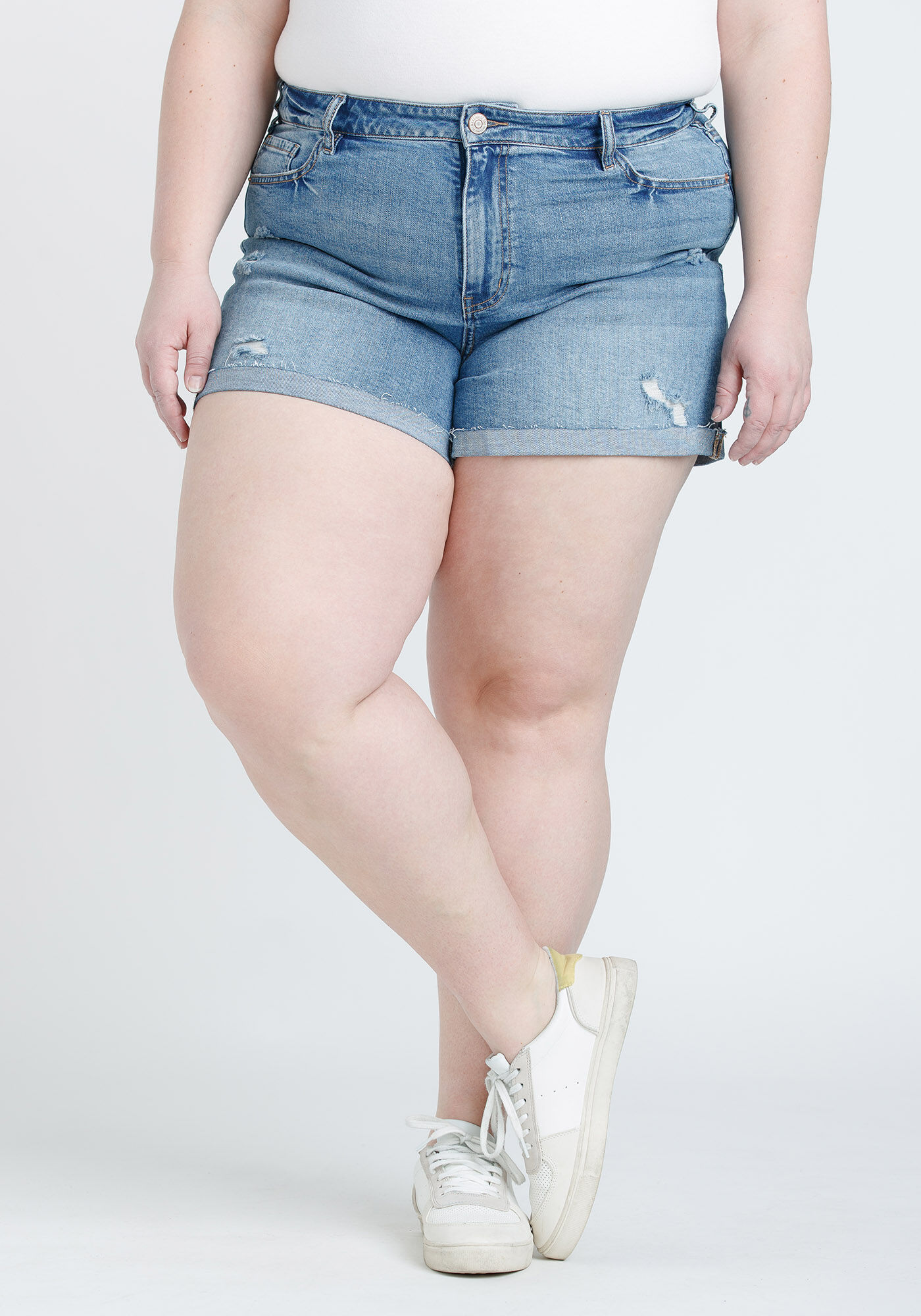 Plus size cuffed shorts clearance
