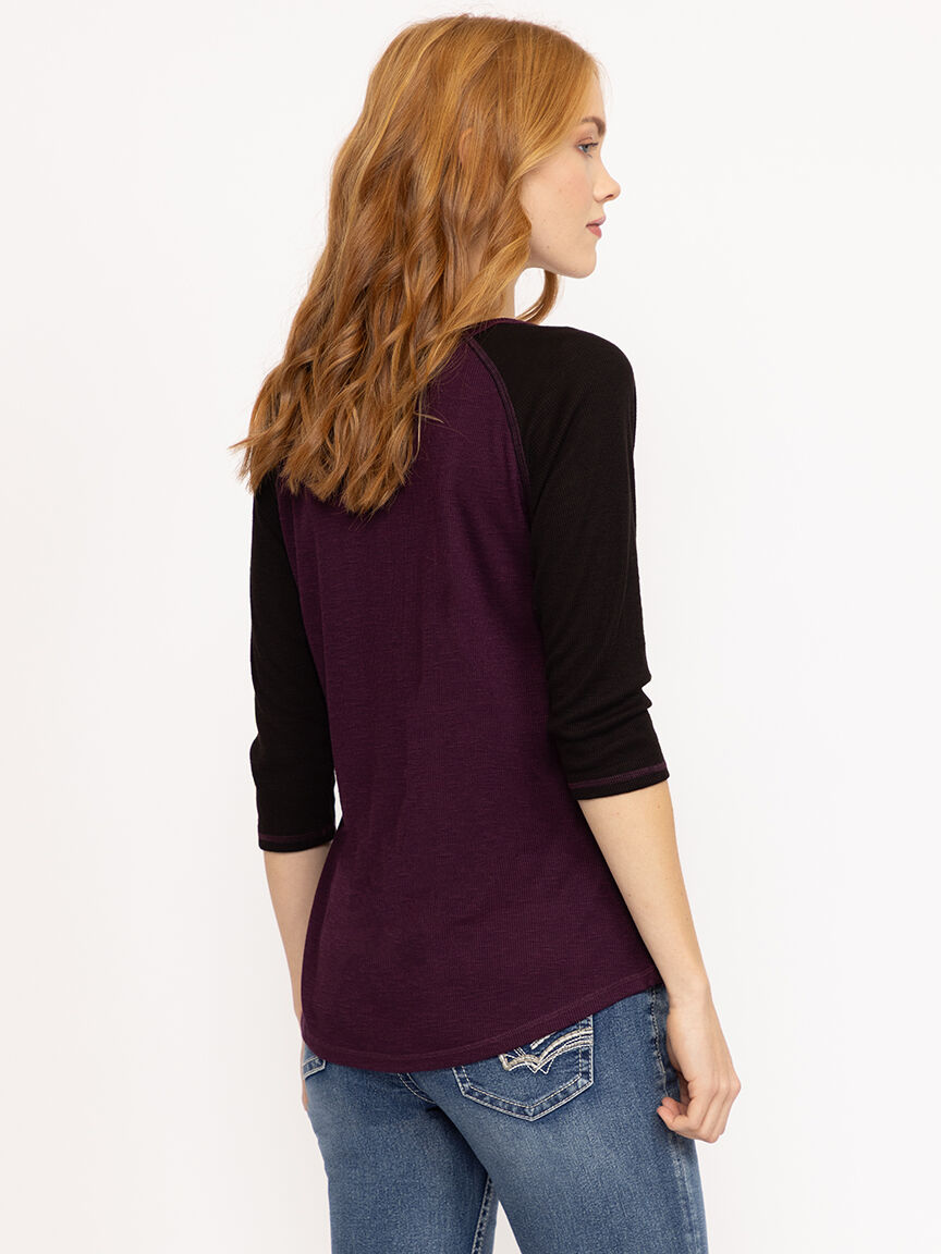 Women's Rib Baseball Henley Tee