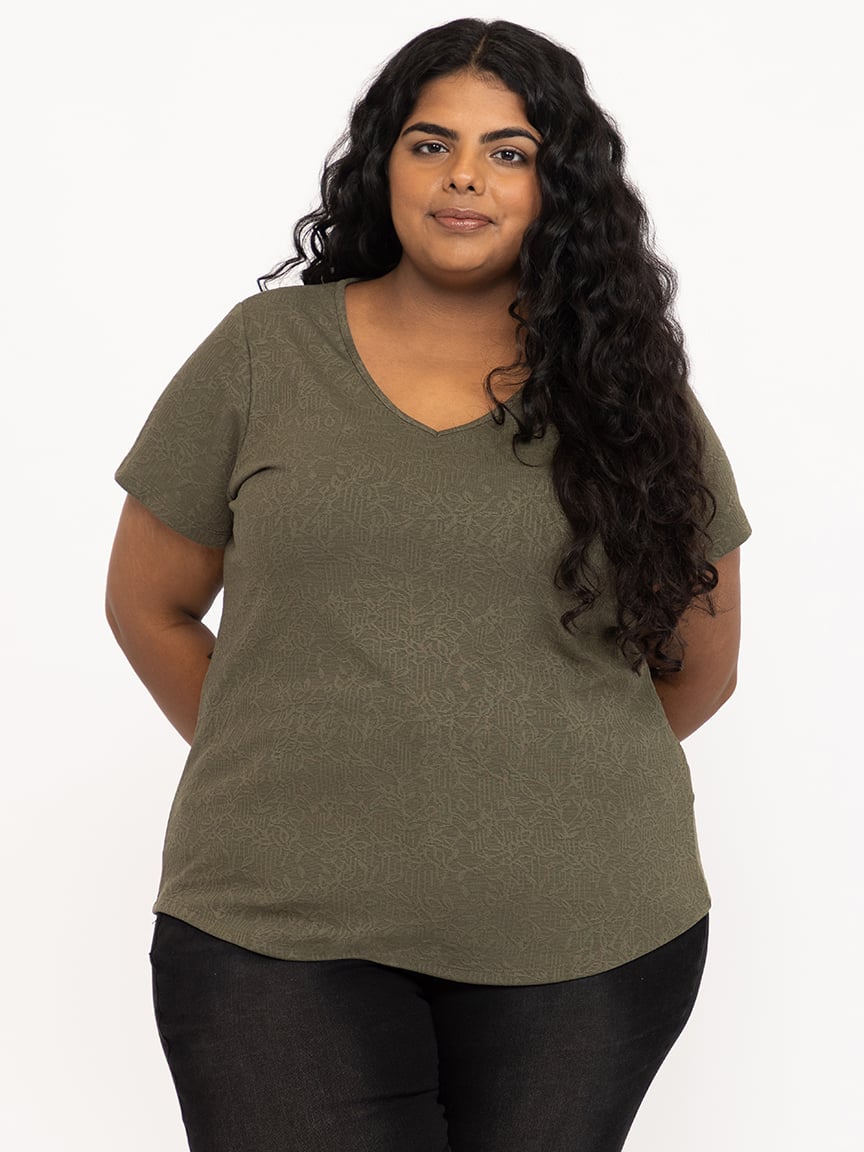 Women's Textured V Neck Tee