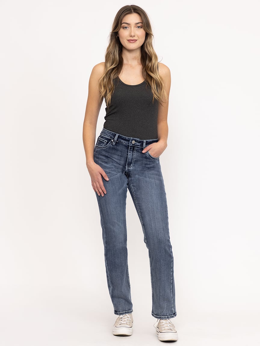 Women's Medium Dark Wash Cross Embellis