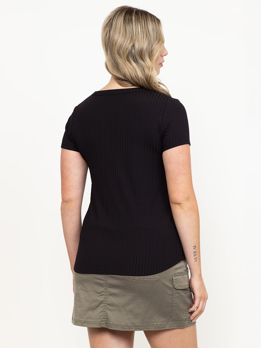 Women's Ribbed Split Neck Tee