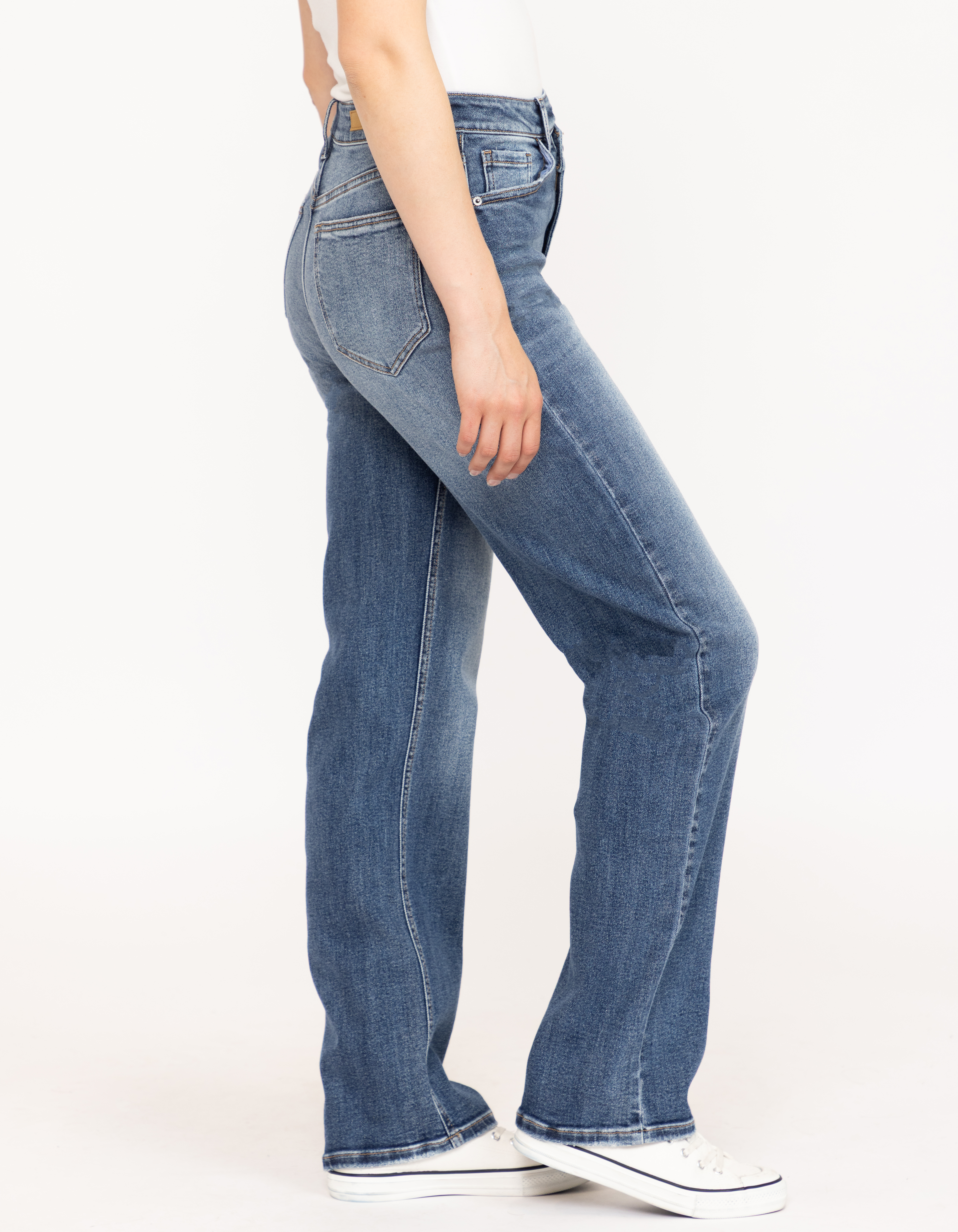 Women's Dark Wash Super High Rise Crossover Waist Dad Jeans