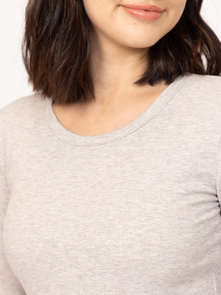 Women's Rib Crew Neck Long Sleeve Tee