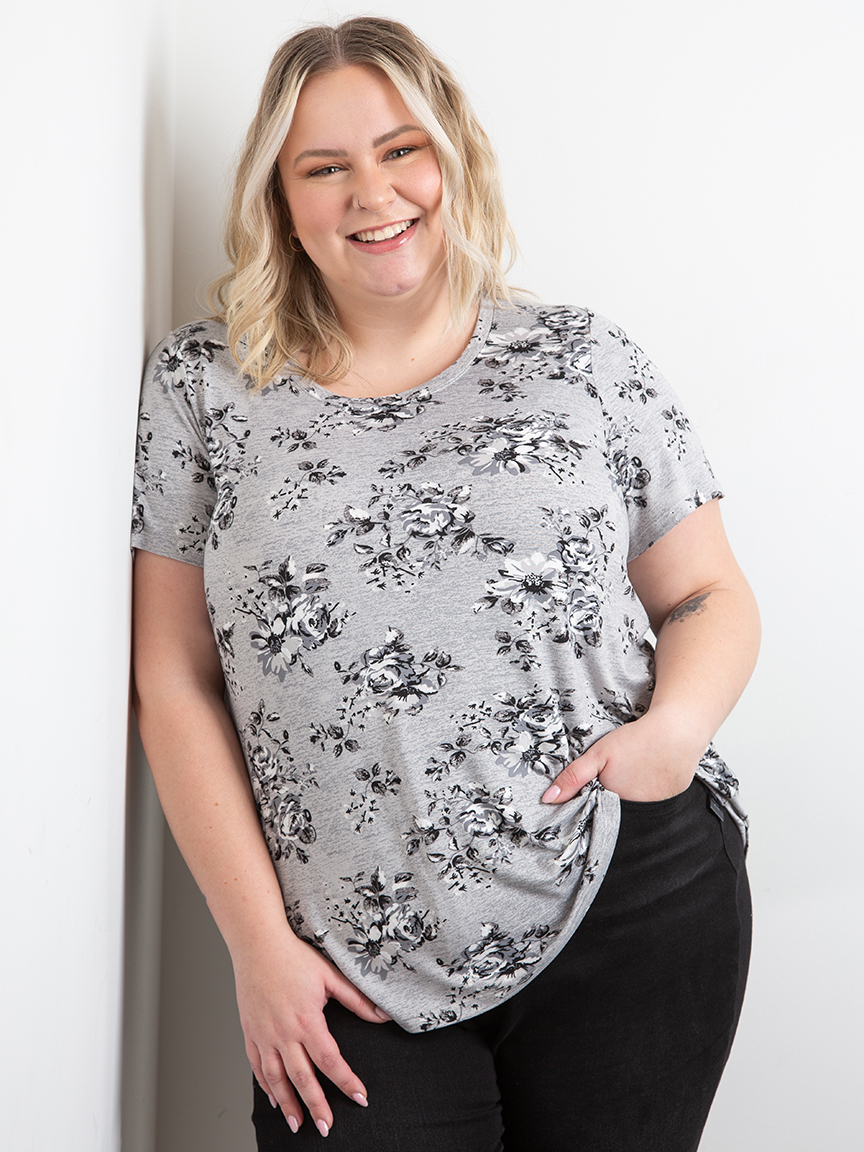 Women's Floral Scoop Neck Tee Warehouse One
