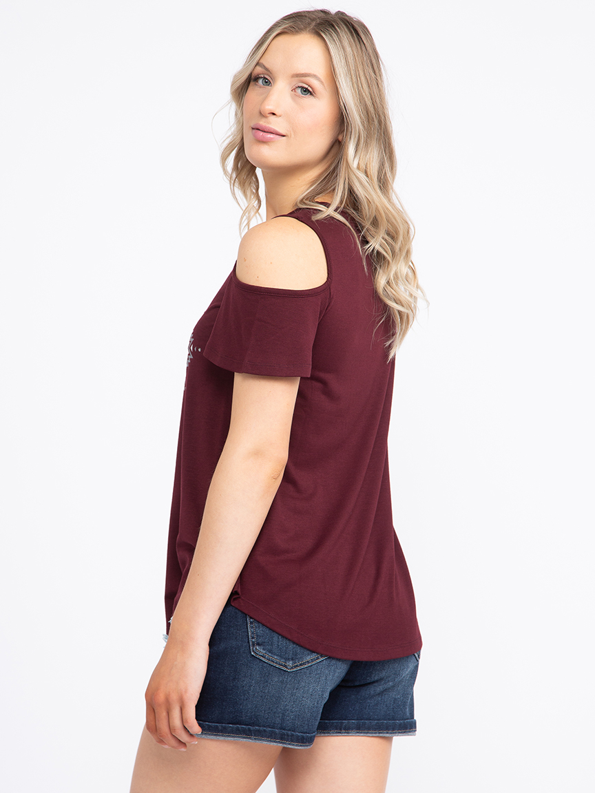 Women's Geometric Cold Shoulder Tee Warehouse One